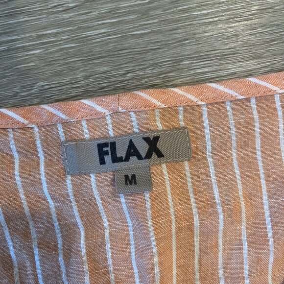 Flax 100% Linen Tank Top Size M Orange Stripe Relaxed Fit Lightweight Summer - Picture 2 of 4